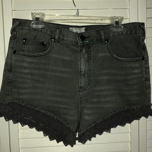 Free People Lace Trim High Waisted Shorts